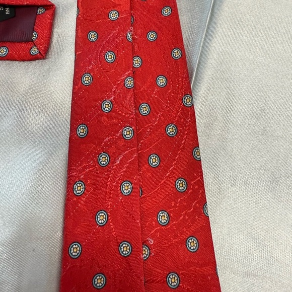 Egon Von Funstenberg Vintage Style Red Polka Dot Tie - Picture 7 of 8